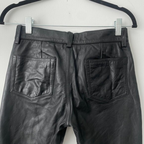 2001 Vintage Y2k Gap Black Genuine Leather Boot Cut Low Rise Pants Size 1 - Picture 8 of 11